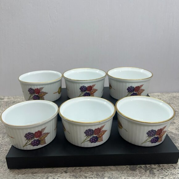 Royal Worcester Fine Porcelain Set of 6 Evesham Ramekin Dish Made in England - Picture 2 of 16